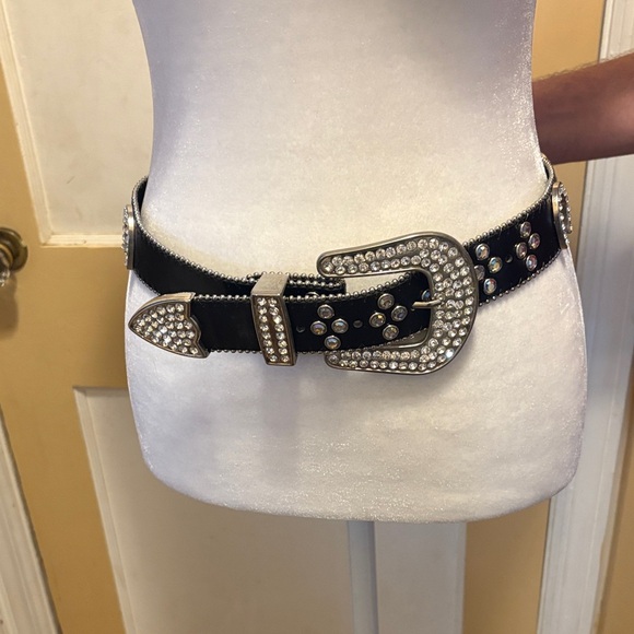 Accessories - Rhinestone Embellished Black Belt